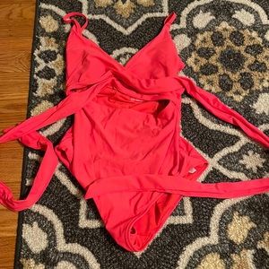 Neon coral American eagle swim suit